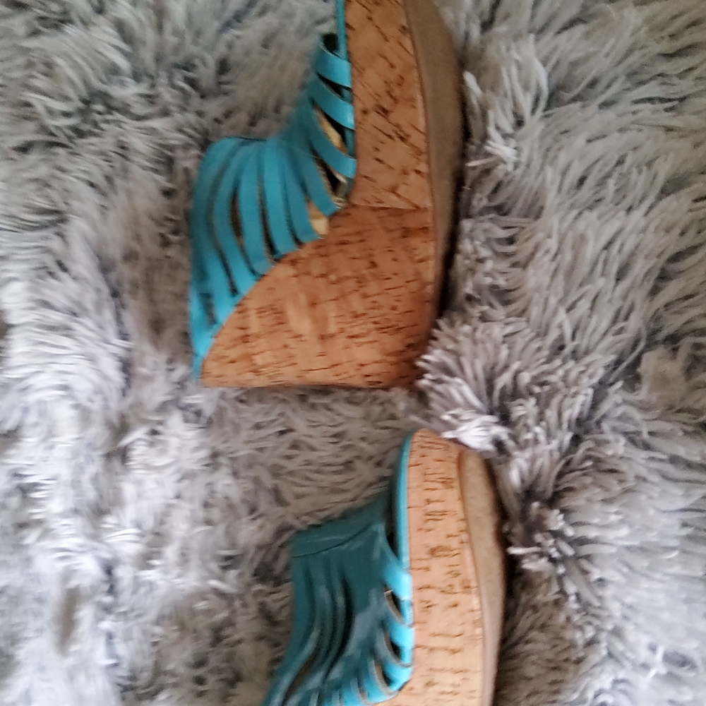 Turquoise platform espidrilles - Picture 3 of 4